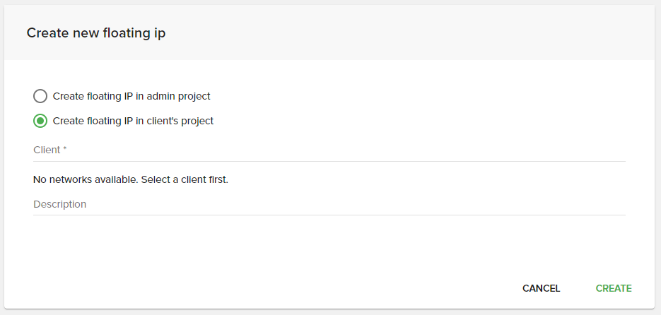 Staff / Cloud / Floating IPs — Fleio 2025.11 documentation