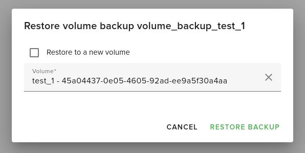 End-user / Cloud / Volume backups — Fleio 2026.01 documentation