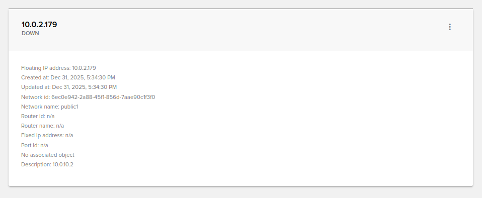 End-user / Cloud / Floating IPs — Fleio 2026.01 documentation