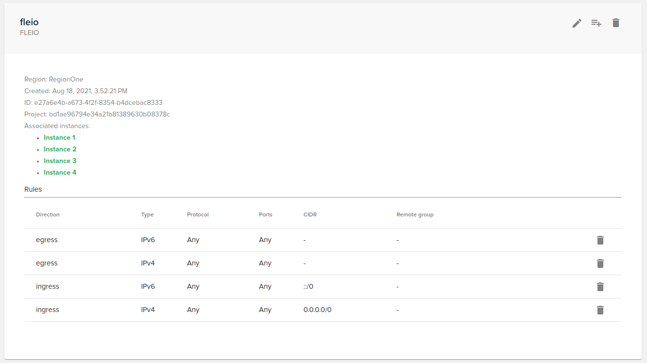 Staff / Cloud / Security groups — Fleio 2026.03 documentation